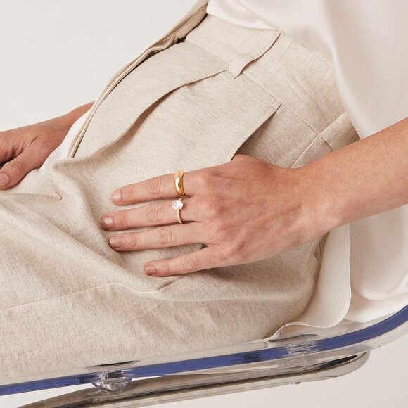 14K Gold Plated Chunky Dome Ring |Puffy Dome Stackable Rings | Chunky Signet Rin - Picture 4 of 6